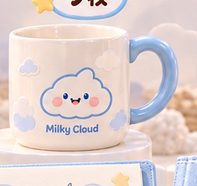 云朵陶瓷杯实物